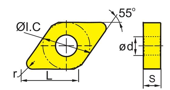 Yüksek verimlilikli DNMG CNC, çelik ve paslanmaz çeliklerde hassas dönüşüm için 55° D açısı ve 0° N açısı ile eklenir