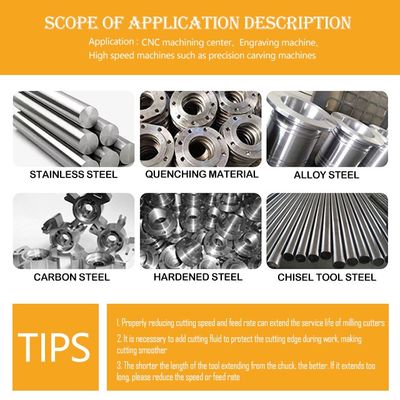D4 - D16 Kesme Çapı İçin 55 Derece İç Köşeli ve 0.6um Tane Boyutlu 4 Ağızlı Tungsten Karbür Parmak Freze