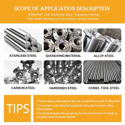 Paslanmaz Çelik İşleme için nACo4 Kaplamalı 4-Kanal Tungsten Karbür Parmak Freze