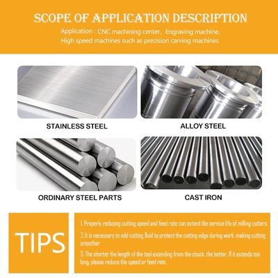 70° Sertlik HRC Alnovz3 kaplama ile 4-flüt Tungsten Karbür Son Mill Paslanmaz Çelik CNC freze kesicisi için uzmanlaşmış