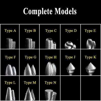 6mm Tip E Se Şekil Tungsten Karbür Çapak Uzun 1/4 İnç Şaft Kenar Döner Dosya
