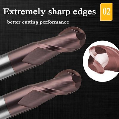 Tungsten Çelik Karbür Alüminyum Parmak Freze 200mm 6 Hrc 55 Yuvarlak R3 4 Flüt Hrc 45