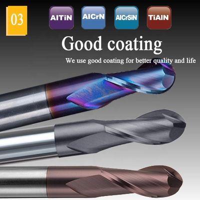 Tungsten Çelik Karbür Alüminyum Parmak Freze 200mm 6 Hrc 55 Yuvarlak R3 4 Flüt Hrc 45