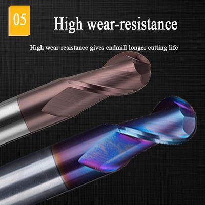 Tungsten Çelik Karbür Alüminyum Parmak Freze 200mm 6 Hrc 55 Yuvarlak R3 4 Flüt Hrc 45