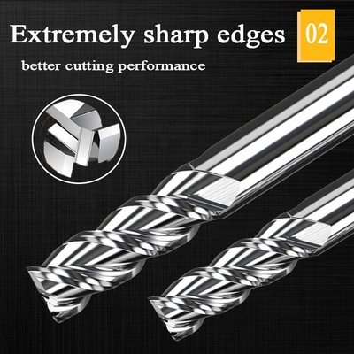 1mm CNC Tungsten Karbür Parmak Freze Hrc55 Alüminyum Freze Frezeleri Kesim Aracı