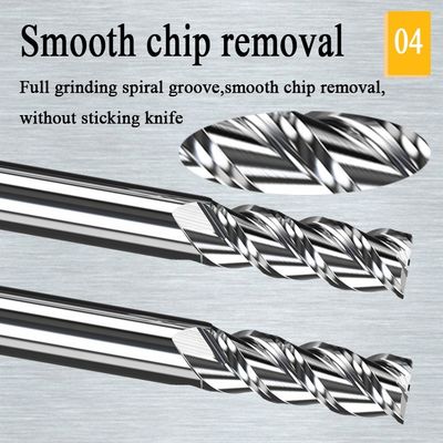 1mm CNC Tungsten Karbür Parmak Freze Hrc55 Alüminyum Freze Frezeleri Kesim Aracı