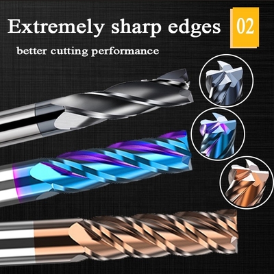 2.5mm İç 6mm Parmak Freze D10 Hrc60 Karbür Hrc55, Çelik 12mm Yan Parmak Freze için
