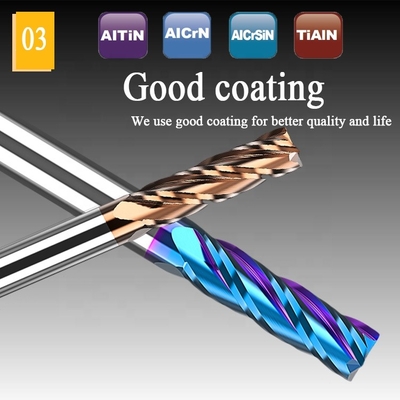 2.5mm İç 6mm Parmak Freze D10 Hrc60 Karbür Hrc55, Çelik 12mm Yan Parmak Freze için