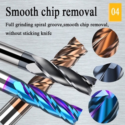 2.5mm İç 6mm Parmak Freze D10 Hrc60 Karbür Hrc55, Çelik 12mm Yan Parmak Freze için