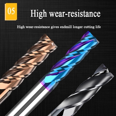 2.5mm İç 6mm Parmak Freze D10 Hrc60 Karbür Hrc55, Çelik 12mm Yan Parmak Freze için